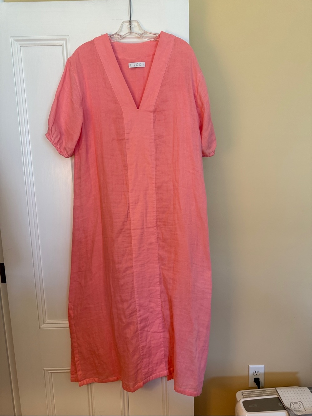 Cotton V-Neck Maxi Dress or Cover-Up in Pink by Lake